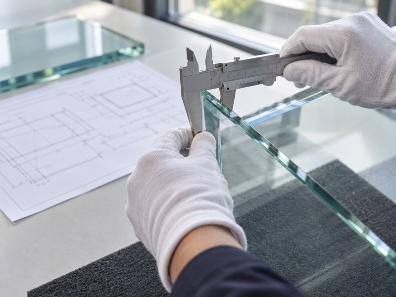 glass panel thickness dimensional inspection